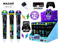 Ручка шар. многоцв.10-ти цветная, "Game" цветной корпус, 0,7мм