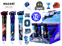 Ручка шар. многоцв.10-ти цветная, "Racing" цветной корпус, 0,7мм