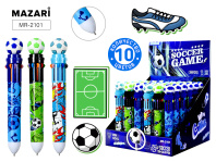 Ручка шар. многоцв.10-ти цветная, "Win goal" цветной корпус, 0,7мм