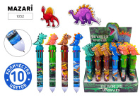 Ручка шар. многоцв.10-ти цветная, "Динозавр" цветной корпус, 0,7мм