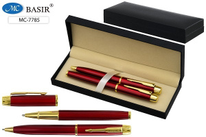 Набор ручек в футляре 2шт. "Красный" с пов.механизмом+ ручка с колпачком, синий