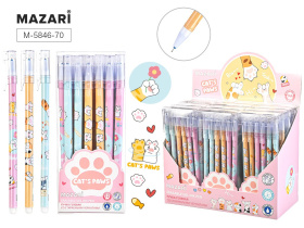 Ручка гелевая стираемая MAZARI "Лапки" синяя, 0,38мм