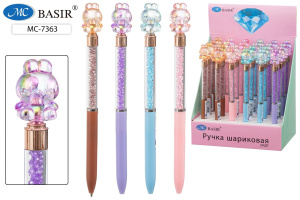 Ручка шар. "Зайчик" синяя, поворот.механизм, клип с насадкой