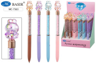 Ручка шар. "Зайчик" синяя, поворот.механизм, клип с насадкой