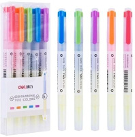 Набор текстовыделителей "Deli" 6 цв., двустор., 5 штук+желтый цвет на каждом