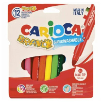 Фломастеры  12цв "Carioca. Bravo", 6мм, блистер картонный