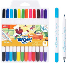 Фломастеры  12цв "Deli. COLORWOW! ", двусторон., смываемые