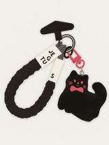 Брелок-подвеска для телефона "Bow cat" черный