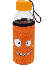 Бутылка для воды 300мл "Смайл" в чехле, оранжевая
