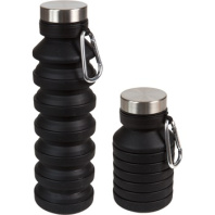 Бутылка для воды складная 500мл,  24 x 7 см, силиконовая, с метал.крышкой, чёрная