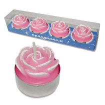 Набор свечей "Розочки"  розовые 4шт/уп