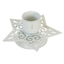 Подсвечник "Звезда узорная" белый 4*8см