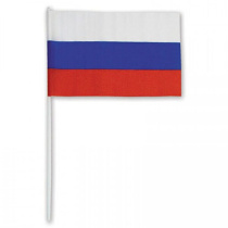 Флаг "РОССИЯ" 15*22см, триколор, с палочкой