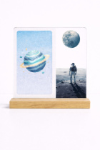 Фоторамка-ночник 18*19см "One small step", светлое дерево