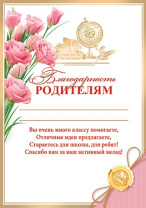 Благодарность родителям А4, 210г/м