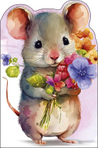 Открытка А5 "Мышка" фигурная вырубка