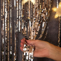 Занавес 1*2м "Дождик" серебро, звездочки, фольга