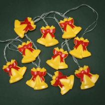 Гирлянда на батарейках с насадками  2м 10LED "Колокольчики" 220В, шампань