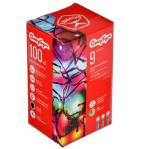 Гирлянда электрическая  9м 100 LED светодиодная, черный провод, вьюн, 220В, мультицвет