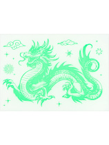 Витражная наклейка 15*21см  "Дракон" светится в темноте