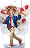 Плакат фигурный 48*31см "Мальчик с шариками"