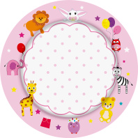 Тарелка бум. 18 см, 10 шт "С Днем рождения! Девочка"