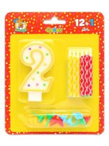 Свеча-цифра "2" + 12шт с узором и подставками