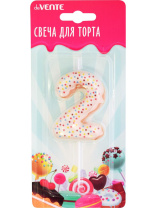 Свеча-цифра "2" Donut  6 см, с 3D декором
