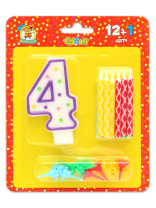 Свеча-цифра "4" + 12шт с узором и подставками
