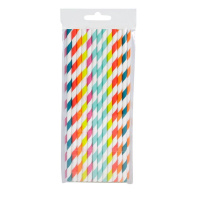 Трубочка д/коктейля "Полосатое ассорти" бумага, 25шт, 20см