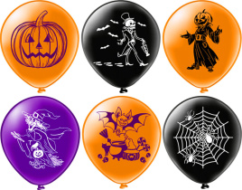 Шар с рисунком 12" Хеллоуин 30 см 25 шт. в уп.