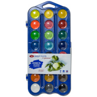 Акварельные краски 24цв. Я-Художник, классические -12 цв., перламутр. - 6 цв.,флуоресц.- 6 цв