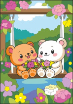 Картина по номерам на картоне 20*30см "Цветочные качели"