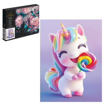 Картина по номерам на холсте 15*20см "Единорог с леденцом"