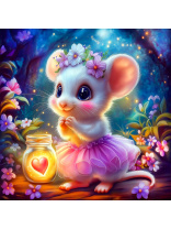 Картина по номерам на холсте 20*20см "Мышка в волшебном лесу"