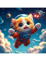 Картина по номерам на холсте 20*20см "Рыжий котик-космонавт"