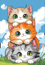 Картина по номерам на холсте 20*30см "Башня из котиков"