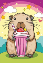 Картина по номерам на холсте 20*30см "Капибара с коктейлем"