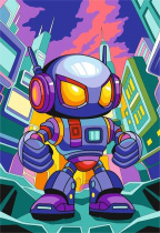 Картина по номерам на холсте 20*30см "Нео-робот"