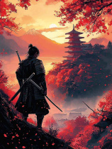 Картина по номерам на холсте 30*40см "Одинокий самурай"