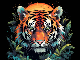 Картина по номерам на холсте 30*40см "Притаившийся тигр"