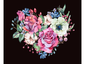 Картина по номерам на холсте 30*40см "Сердце из цветов"