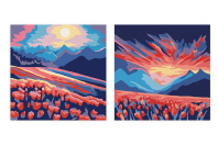 Картина по номерам на холсте на магните 9*9см "Цветочные поля" 2шт