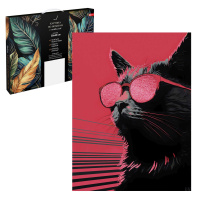 Картина по номерам на холсте с поталью 30*40см "Кот в очках"