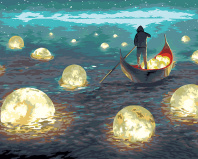 Картина по номерам на холсте со светодиодами 40*50см "В волшебном сне"