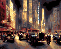 Картина по номерам на холсте со светодиодами 40*50см "Ночной Чикаго"