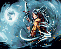 Картина по номерам на холсте со светодиодами 40*50см "Укротительница волн"