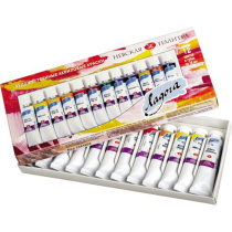 Набор акрил. красок  12цв 18мл "Ладога" картон, туба