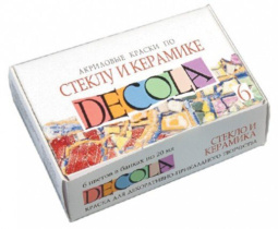 Набор акрил. красок по стеклу и керамике  6цв 20мл "Decola" банка