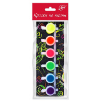 Набор акрил. красок по ткани  6 цв, 5мл., блок-тара, флюоресцентные